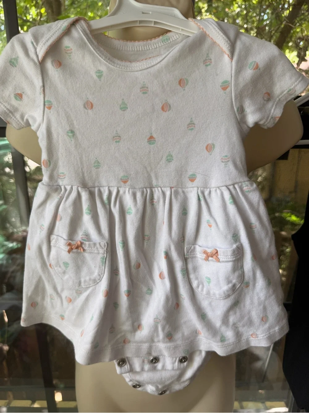 Carter's White Baby Tee with Peach Trim